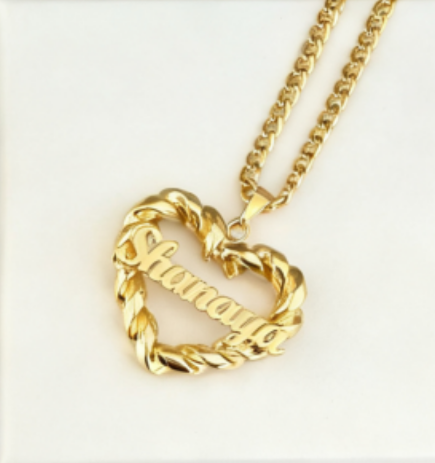 Twist Heart Name Chain