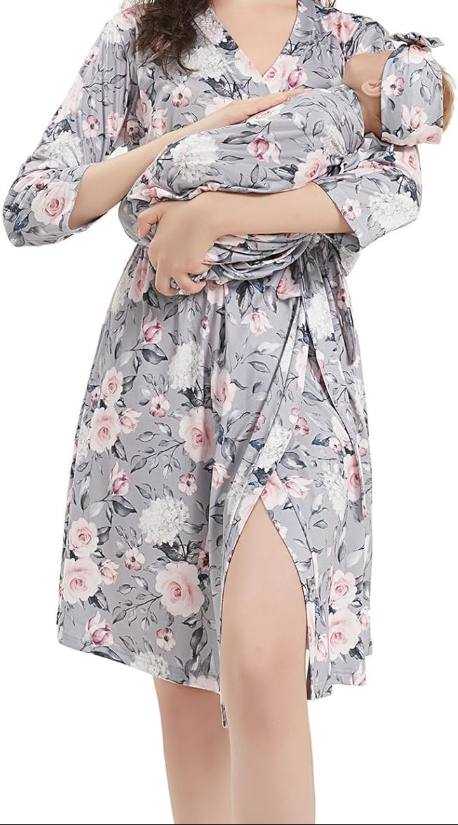 Mommy & Me Robe/ Swaddle Set