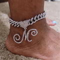 Icy Cuban Initial Anklet